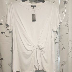 Express-White tie front dress shirt